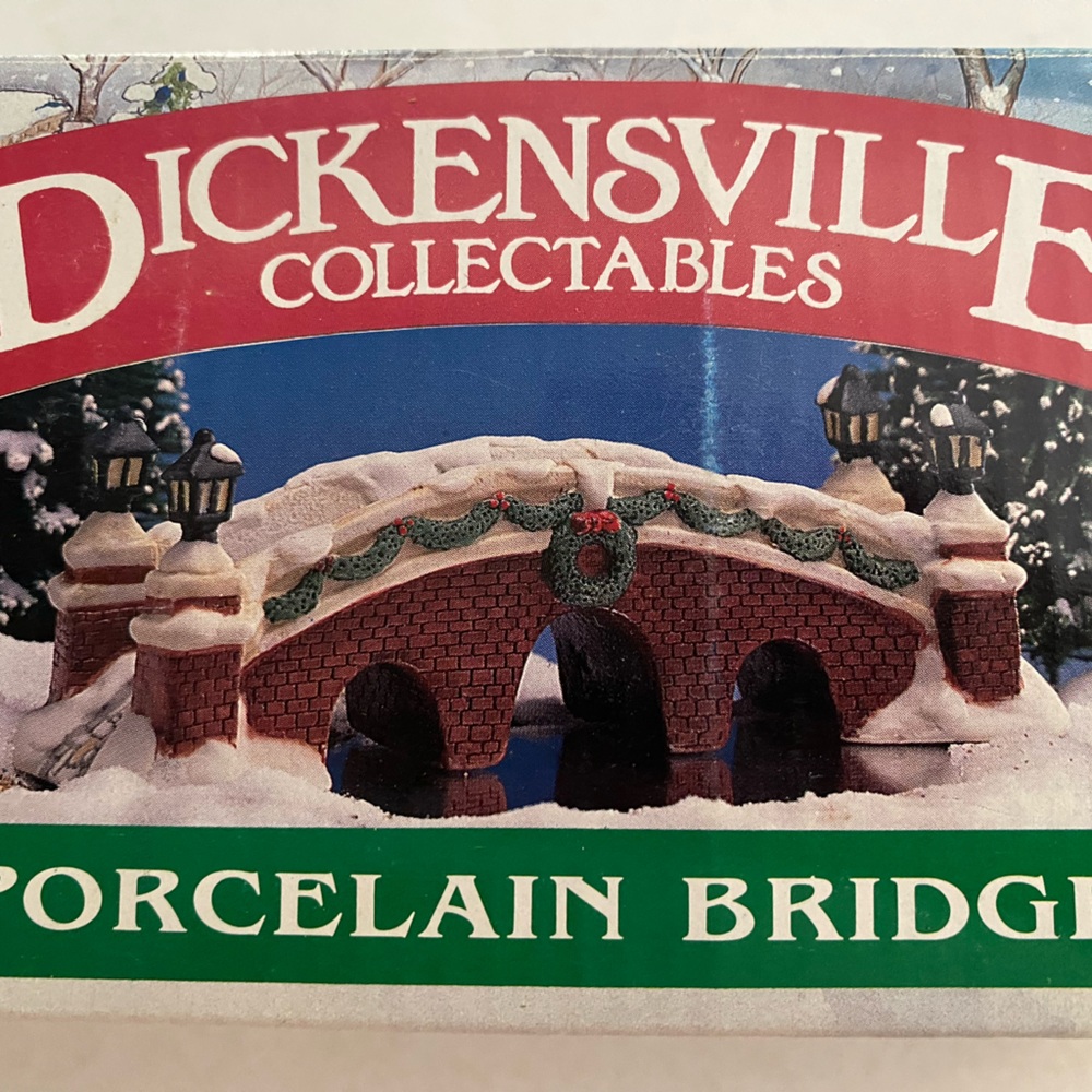 Lemax Festive Porcelain Bridge with Red and Green Accents